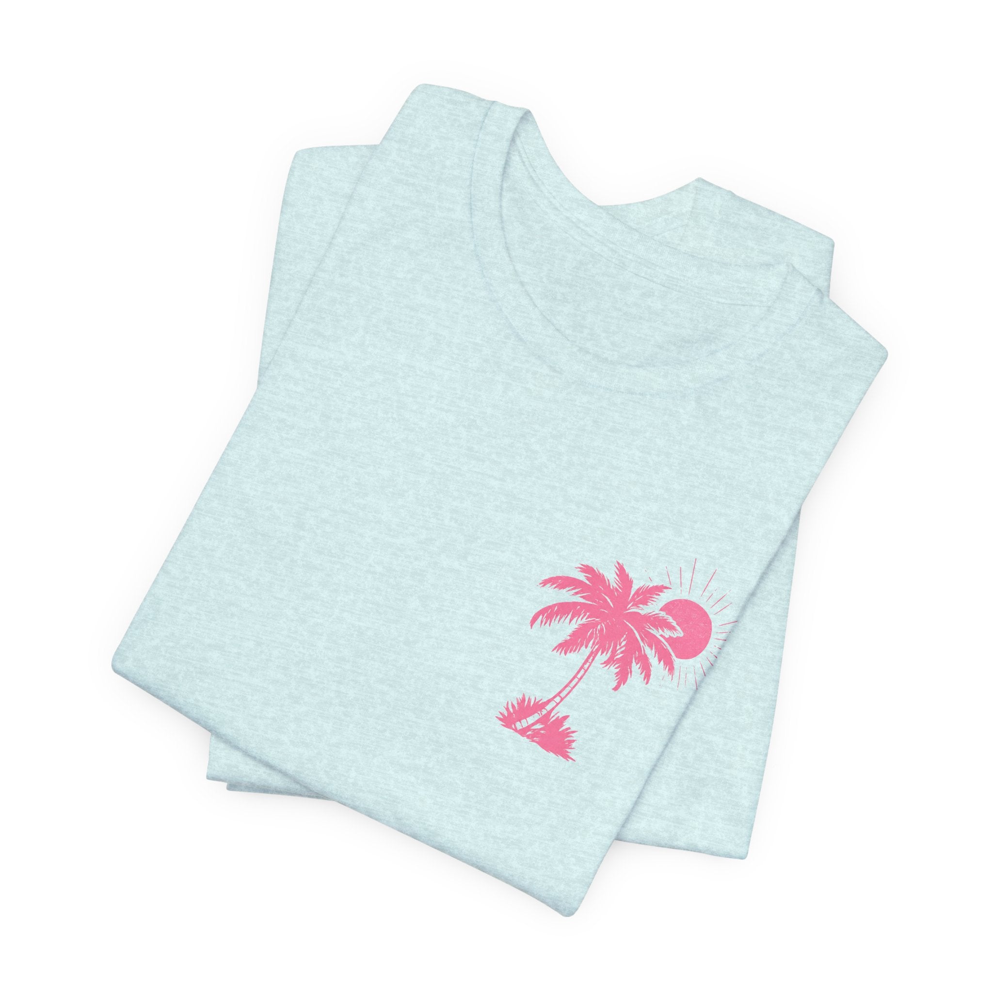 Salty Soul Beach T-Shirt — Pink Palm & Ocean Waves Tee