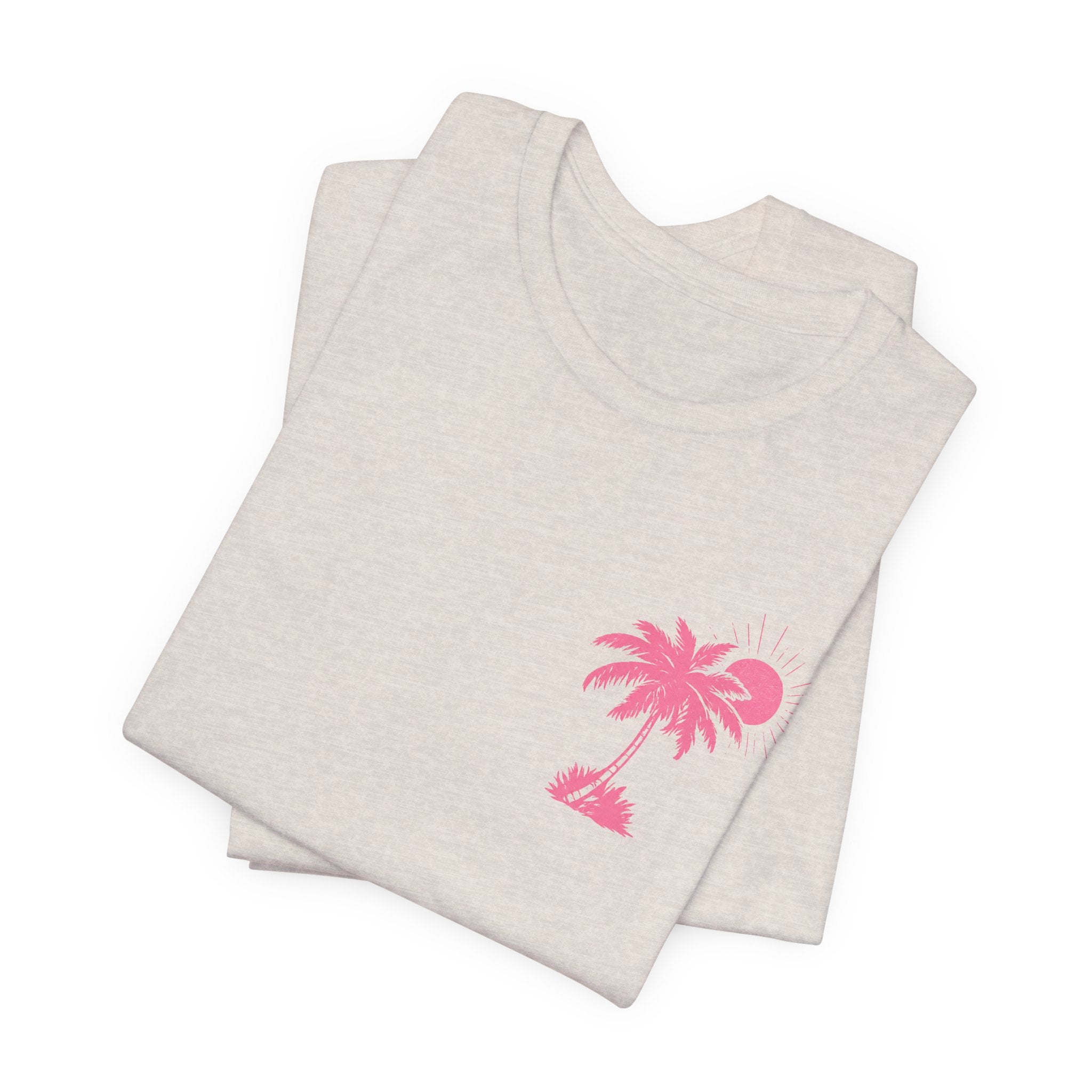 Salty Soul Beach T-Shirt — Pink Palm & Ocean Waves Tee