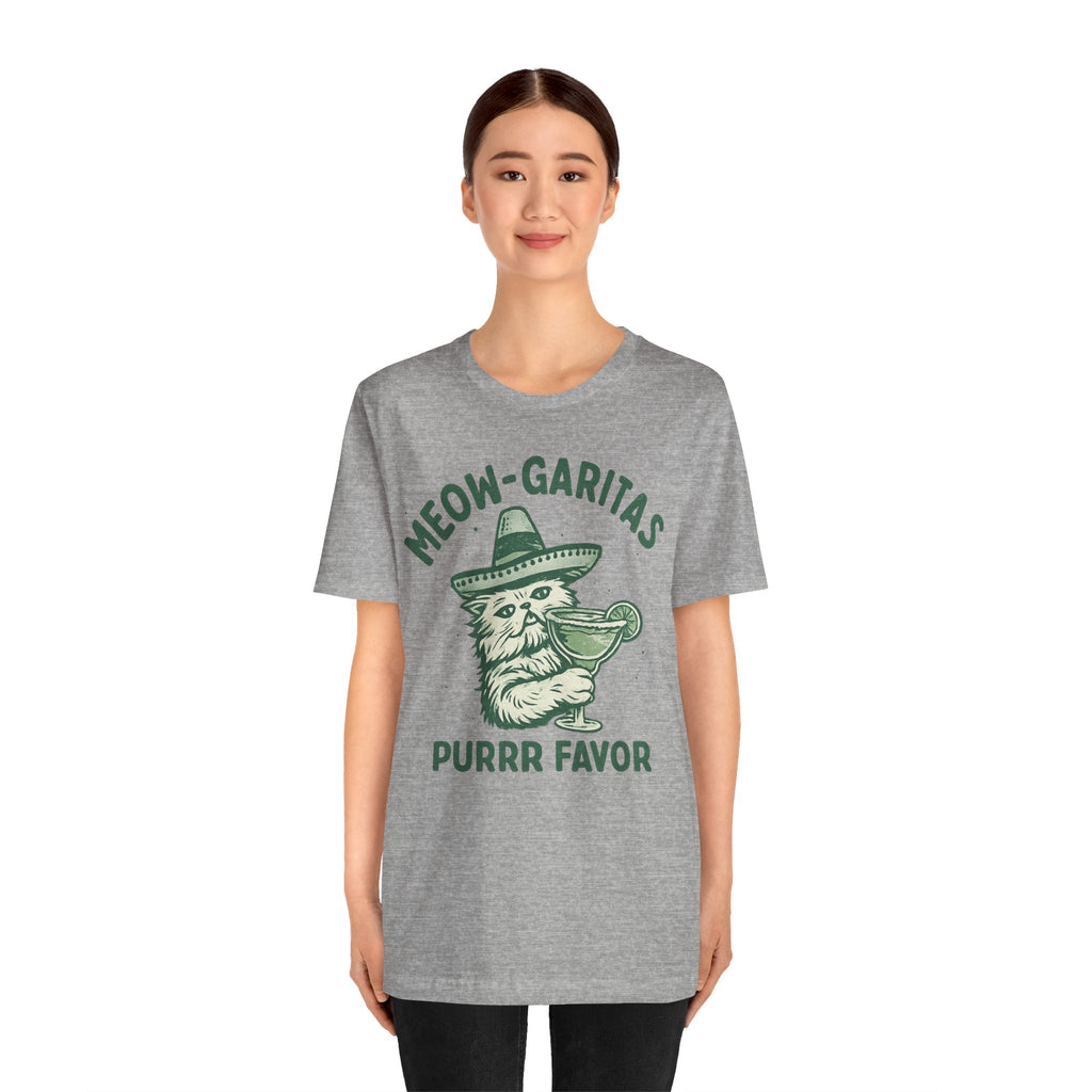 Meow-Garitas & Purrr Favor T-Shirt | Funny Cat Margarita Graphic Tee
