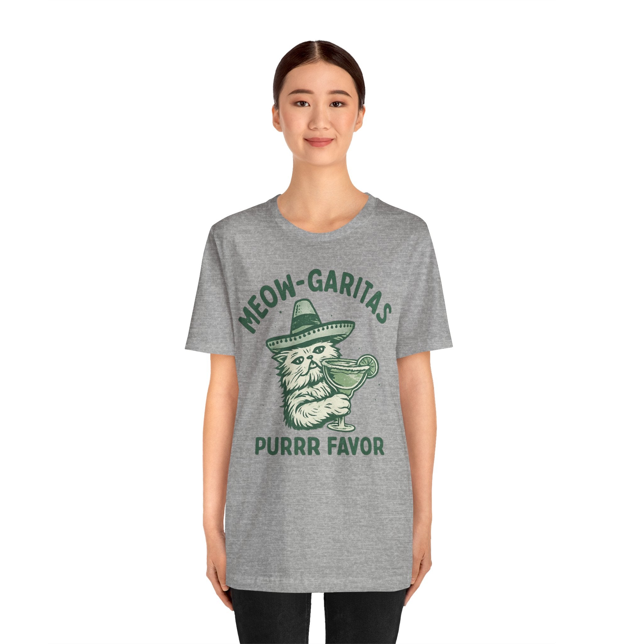 Meow-Garitas & Purrr Favor T-Shirt | Funny Cat Margarita Graphic Tee
