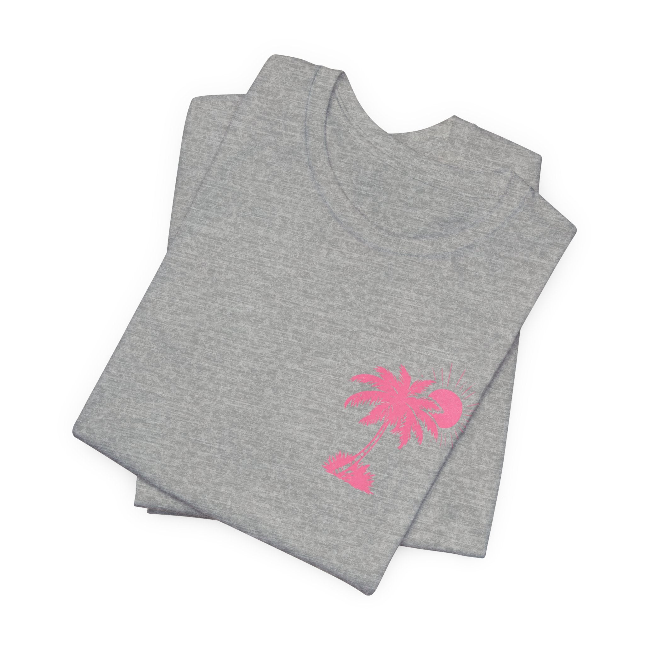 Salty Soul Beach T-Shirt — Pink Palm & Ocean Waves Tee