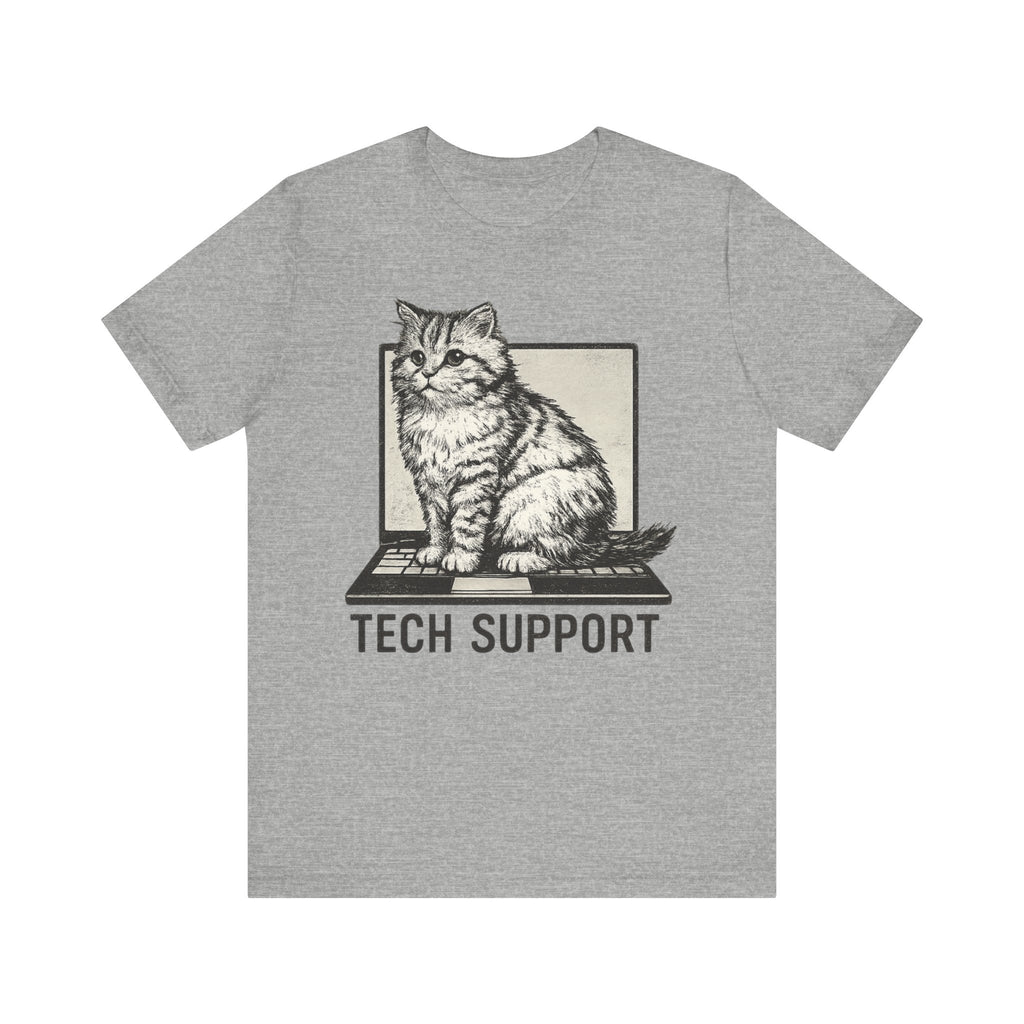 Tech Support Cat T-Shirt | Funny IT & Computer Lover Graphic Tee