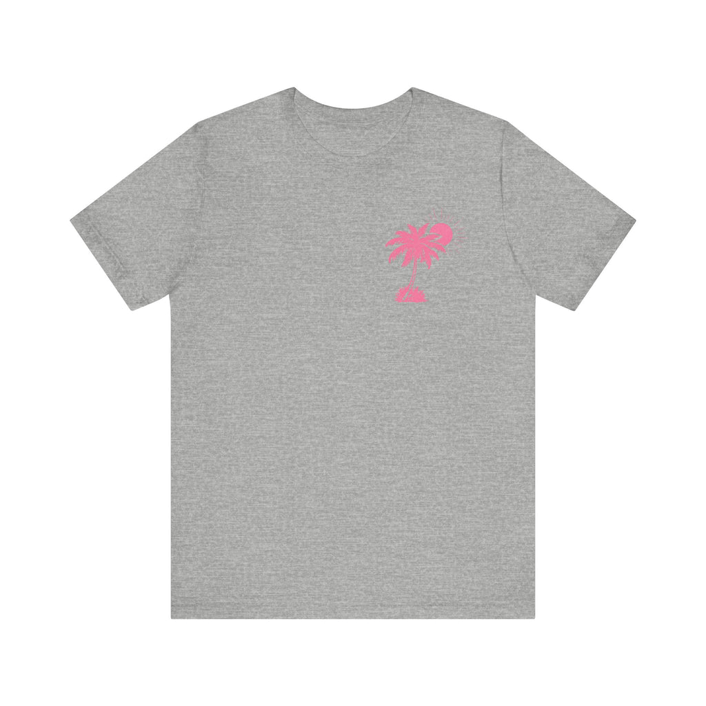 Salty Soul Beach T-Shirt — Pink Palm & Ocean Waves Tee