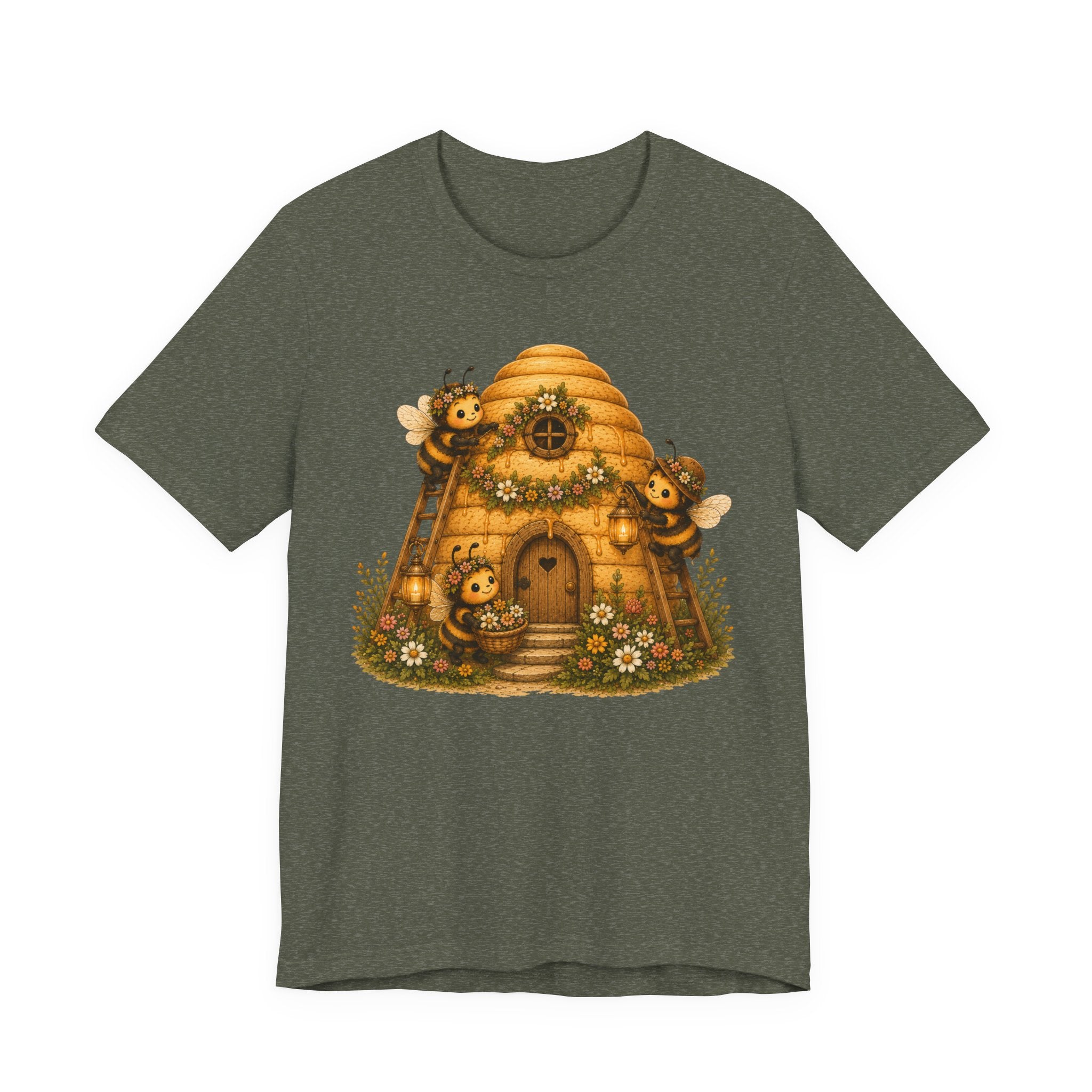 Honeybrigade Hive Cottage T-Shirt | Whimsical Bee Cottagecore Graphic Tee