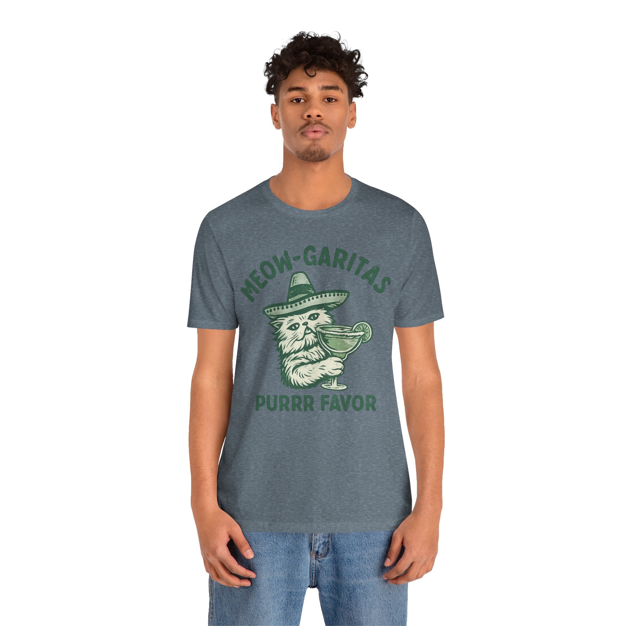 Meow-Garitas & Purrr Favor T-Shirt | Funny Cat Margarita Graphic Tee