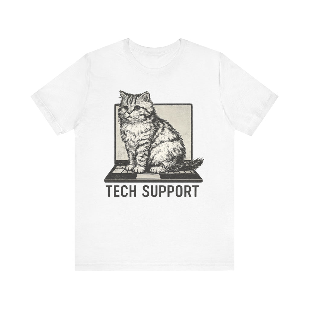 Tech Support Cat T-Shirt | Funny IT & Computer Lover Graphic Tee