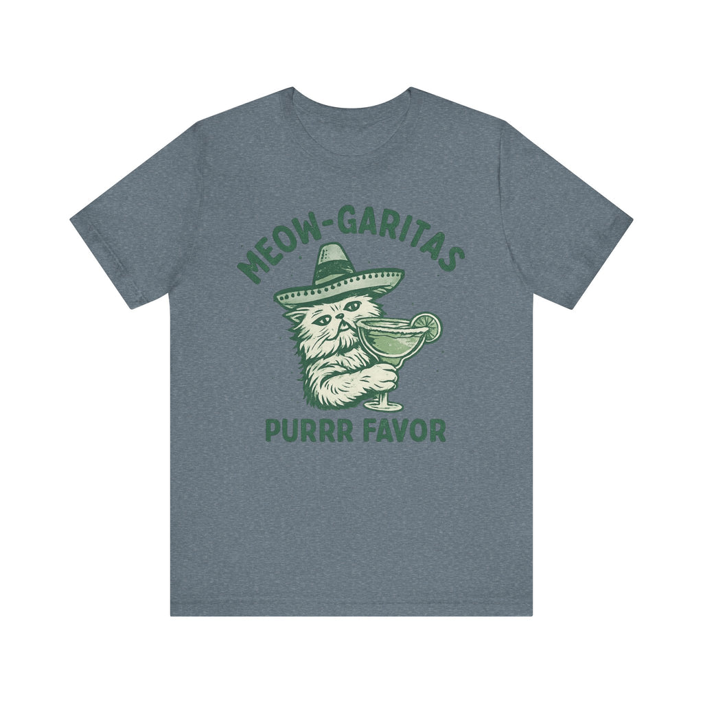 Meow-Garitas & Purrr Favor T-Shirt | Funny Cat Margarita Graphic Tee