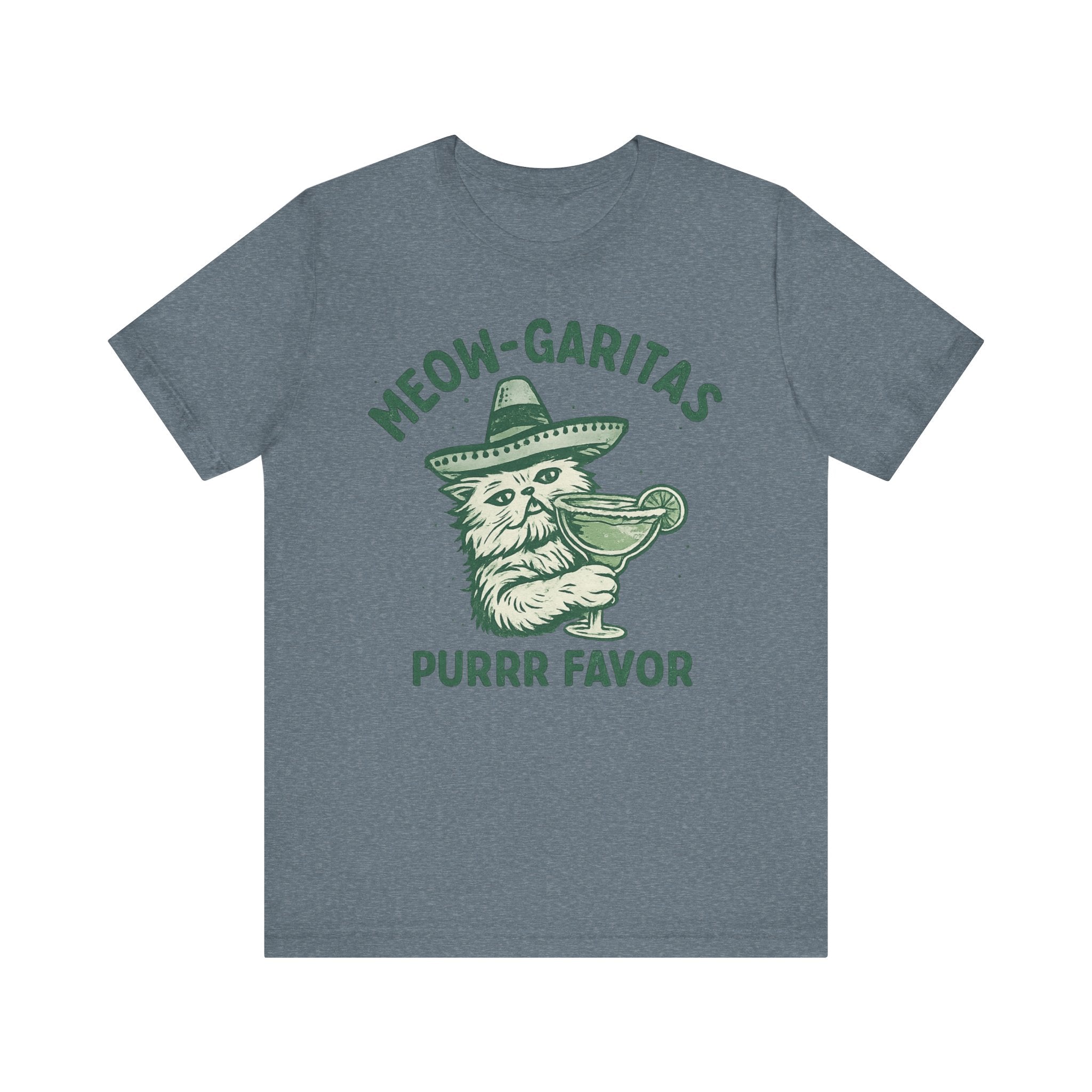 Meow-Garitas & Purrr Favor T-Shirt | Funny Cat Margarita Graphic Tee